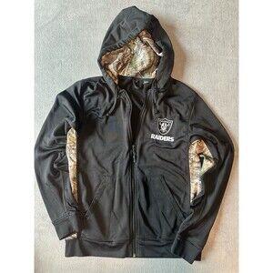 Raiders Dunbrooke Black & Real Tree Camo Full Zip Hoodie Unisex Small